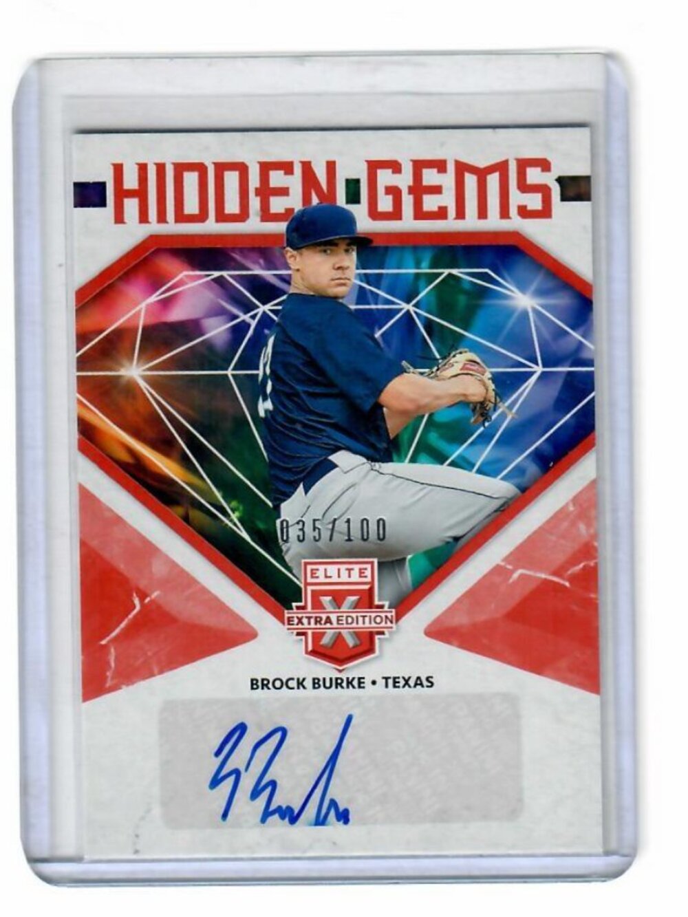 Brock Burke MLB Texas Rangers 2019 Signed Panini Elite Extra Edition Hidden Gems